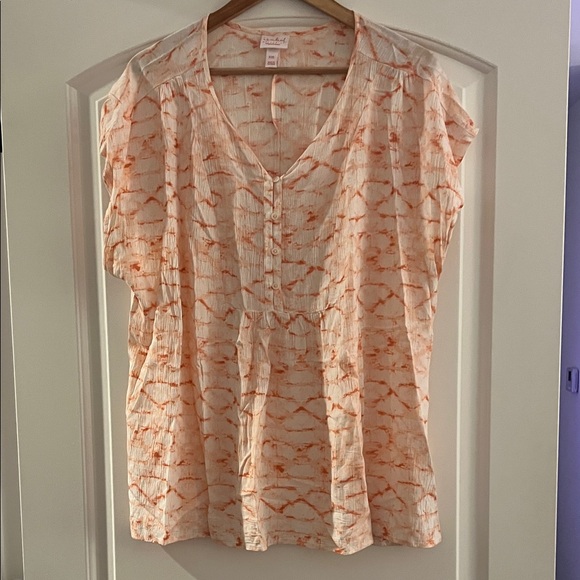 Cynthia Rowley Cream and Orange Blouse maternity - Picture 1 of 5